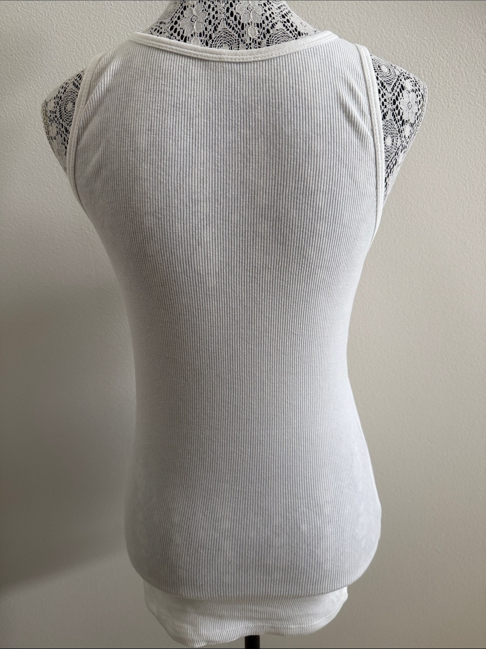 Y2K White Stud-Trim Ribbed Graphic Tank Top - Picture 2 of 5
